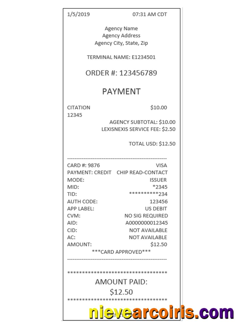 AGENCY payment receipt